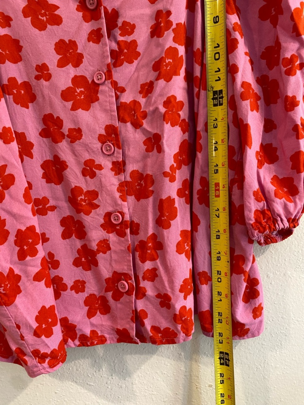Sanctuary Pink Red Floral Poppy Button Front Top Large Puff Sleeve Boho Romantic - Picture 7 of 9